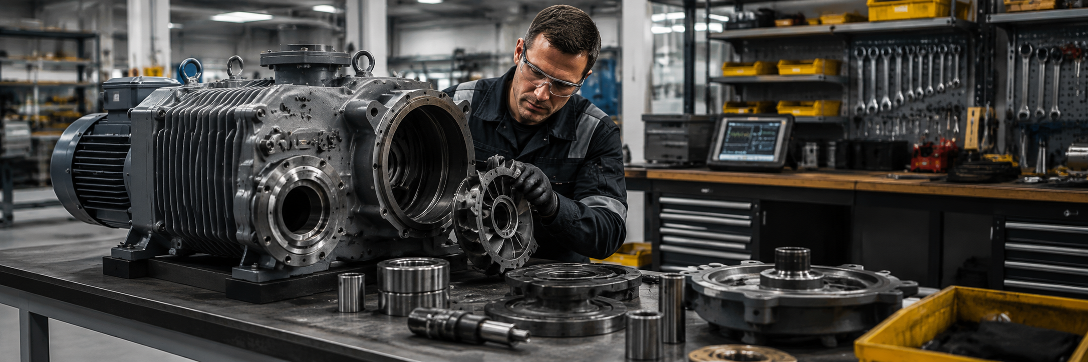 Industrial vacuum service work in a manufacturing setting